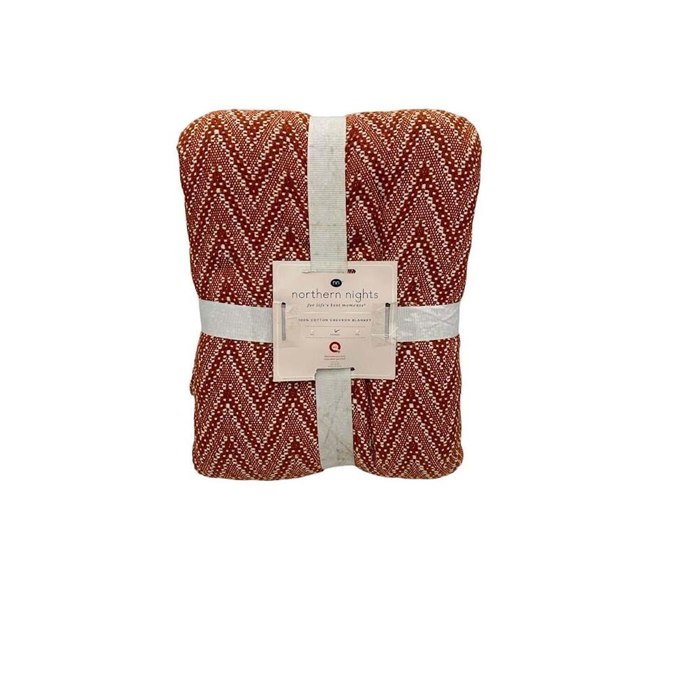Northern Nights 100% Cotton Printed Chevron Blanket Fl/Qn Clay